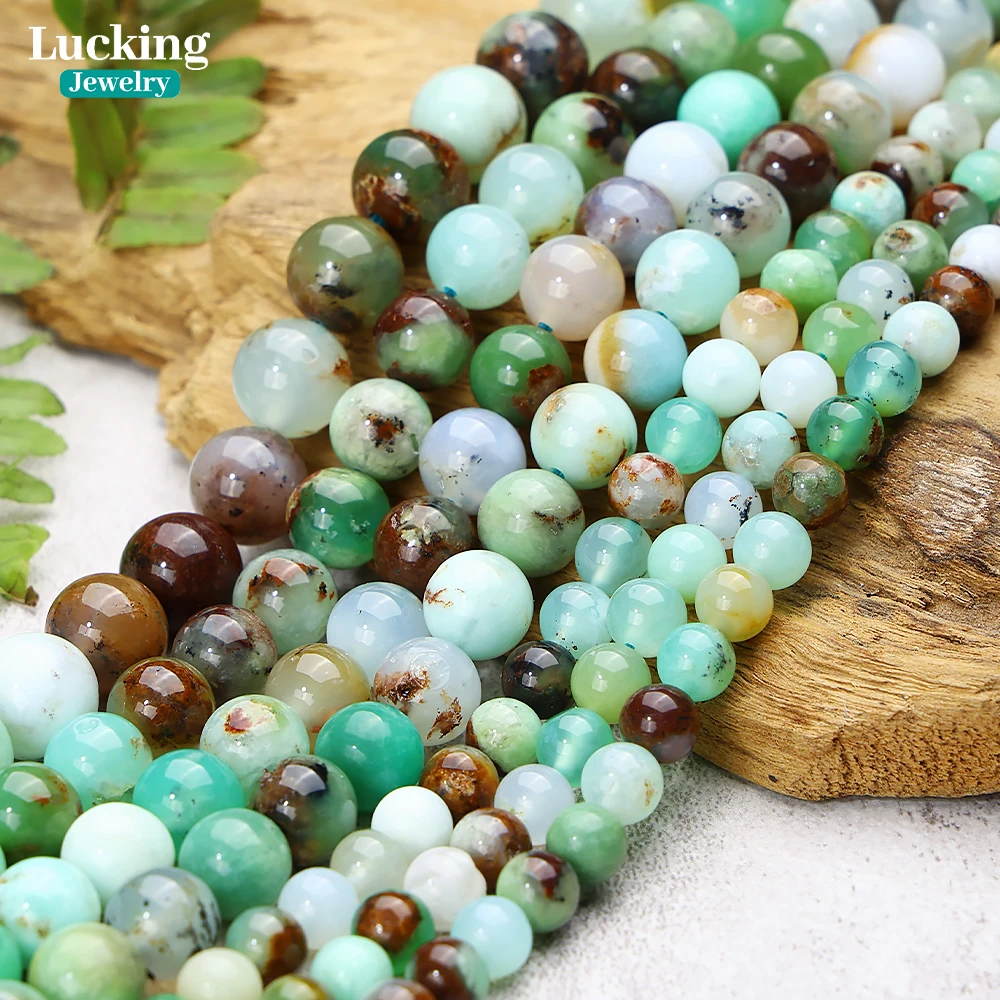 

100% Natural Australia Chrysoprase Smooth Loose Beads Stone For Jewelry Making Bracelet Necklace Accessories 15''