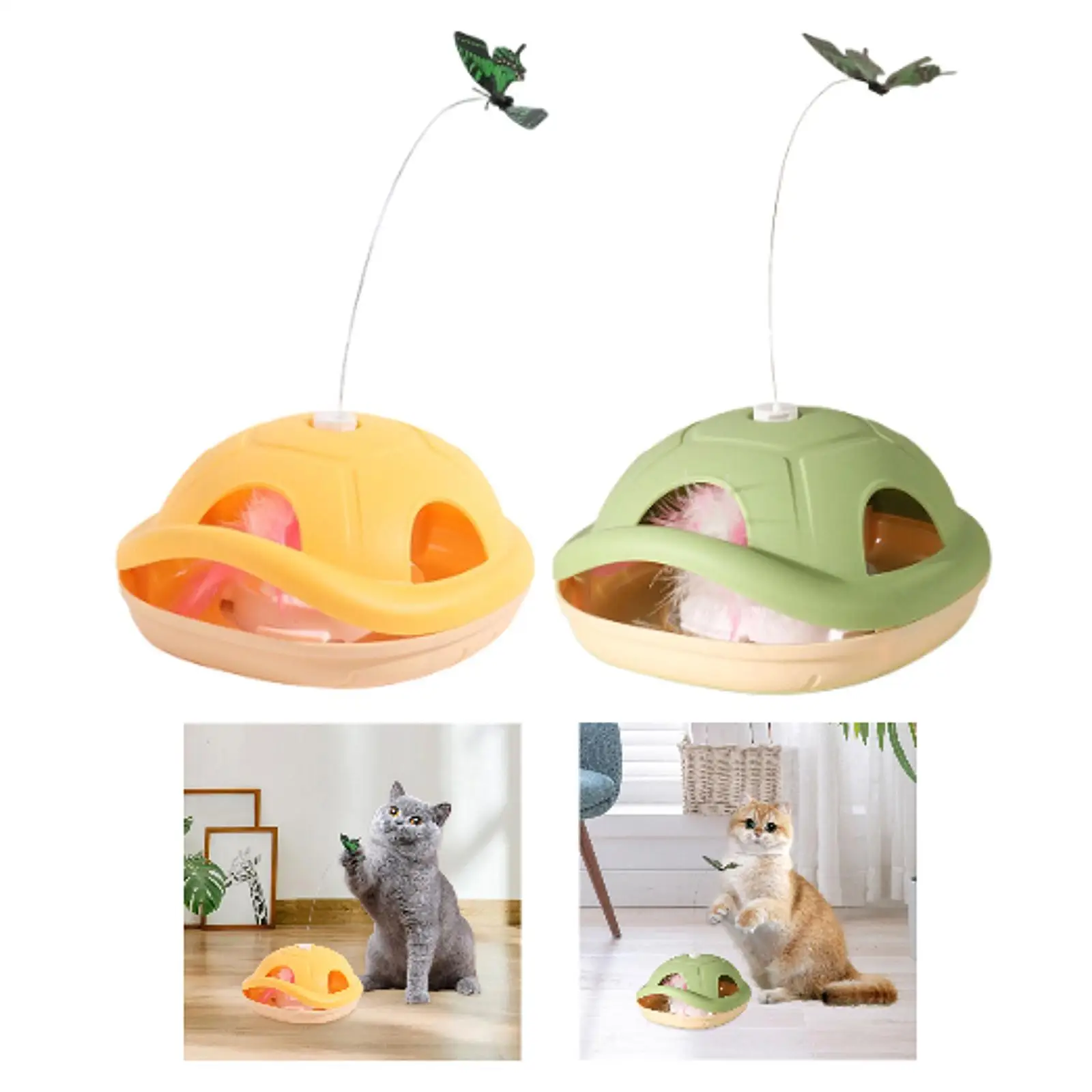 

Interactive Cat Toy with Feather Pet Training Rotating Fluttering Butterfly