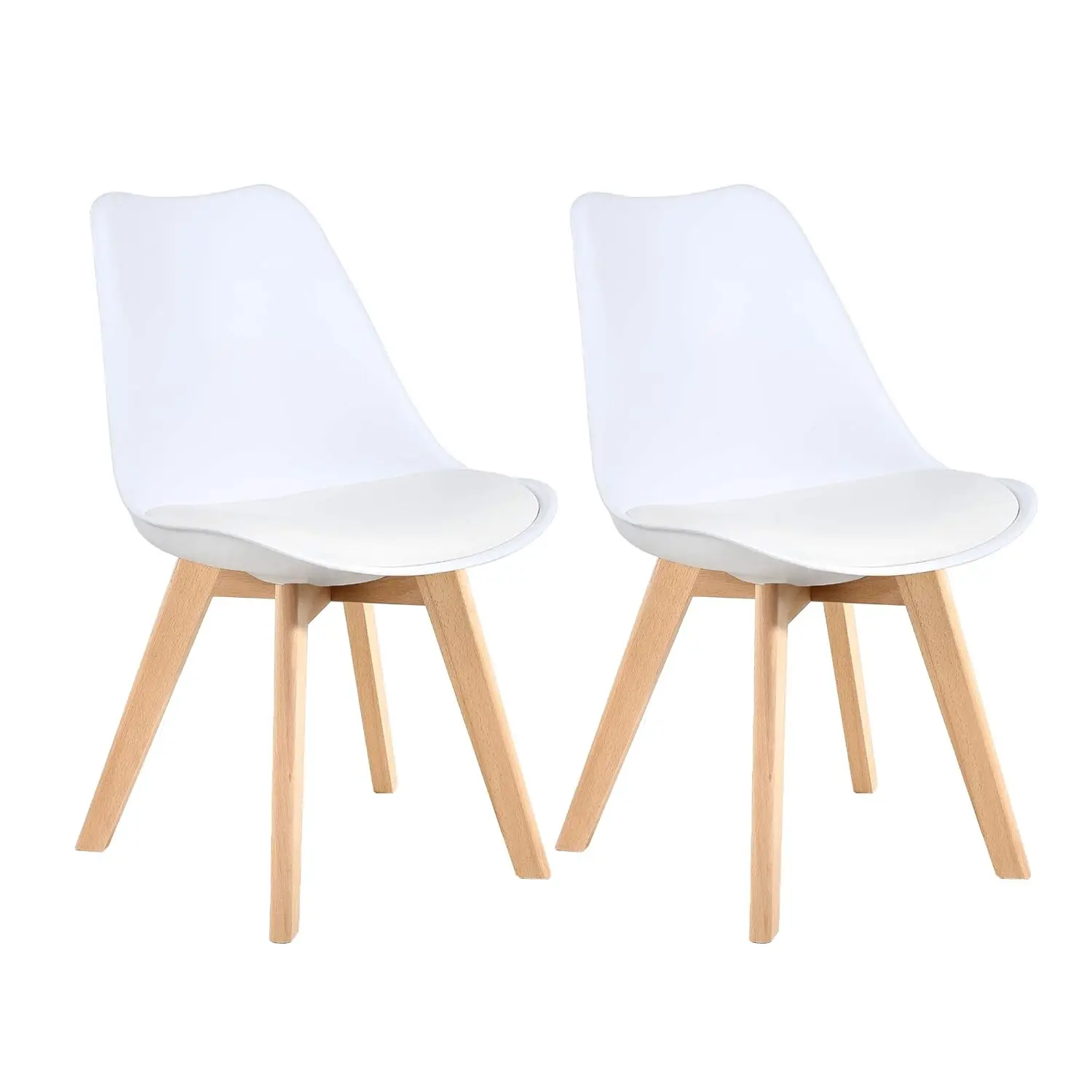 

Mid Century Modern Dining Chairs Shell Lounge Plastic Padded Wood Legs Dining Living Bedroom Kitchen Set 2, Customized