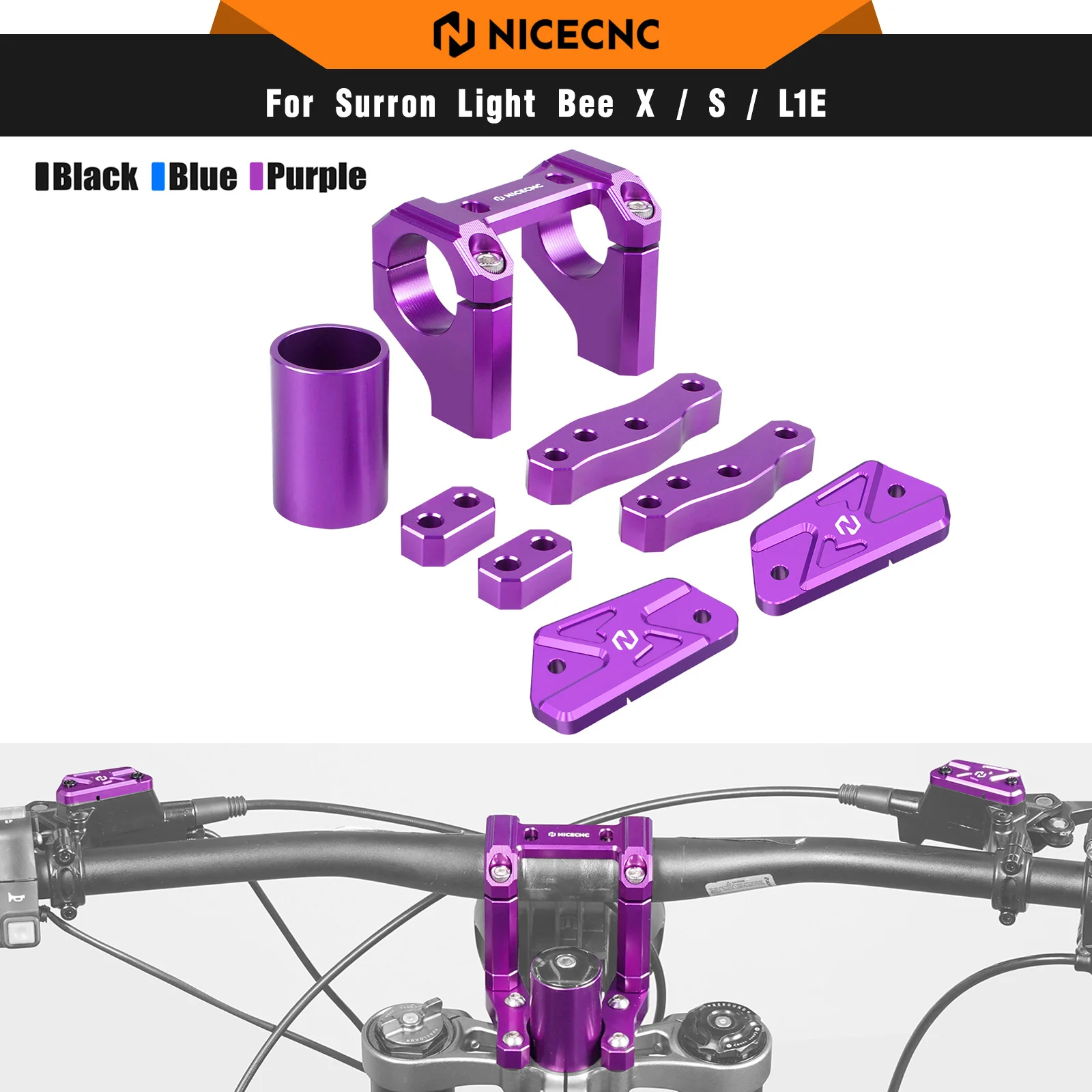 

For Surron light bee X S L1E Electric Dirt Bike 20/30MM Rise Handlebar Riser Mount & Brake Reservoir Covers For Segway X160 X260
