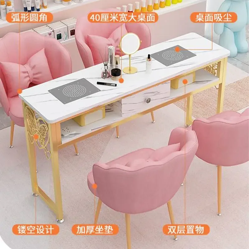 Light luxury manicure table Thickened double-layer rectangular simple manicure shop table Double single manicure table Premium