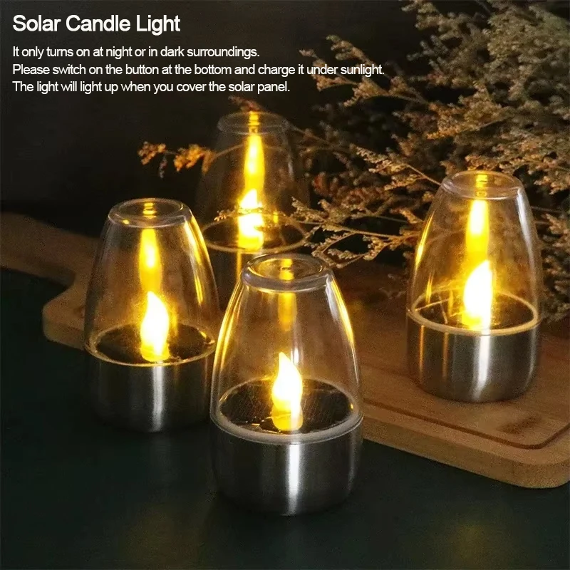 LED Solar Candles Light Flameless Rechargeable Night Light For Wedding Party Garden Decor Outdoor Waterproof Solar Candles Lamp