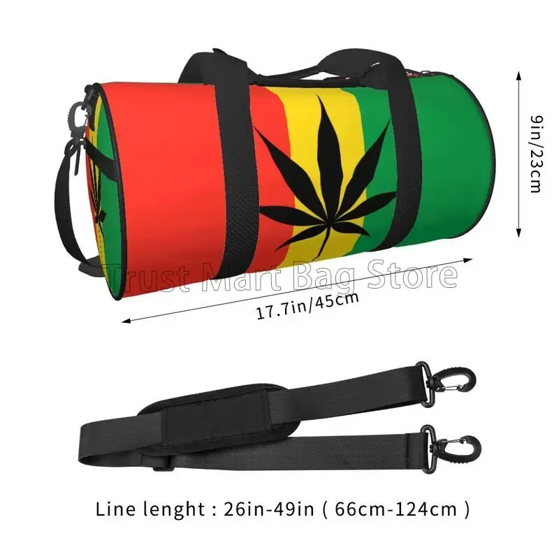 Reggae Flag Print Round Travel Duffel Bag Weekender Overnight Bags Portable Waterproof Luggage Tote Bag for Yoga Gym Sports