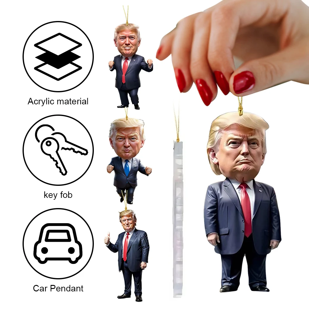 Acrylic Trump Presidential Pendant Trump America Presidential Election Decor Prop Trump Hanging Charm for Car Rear View Mirror