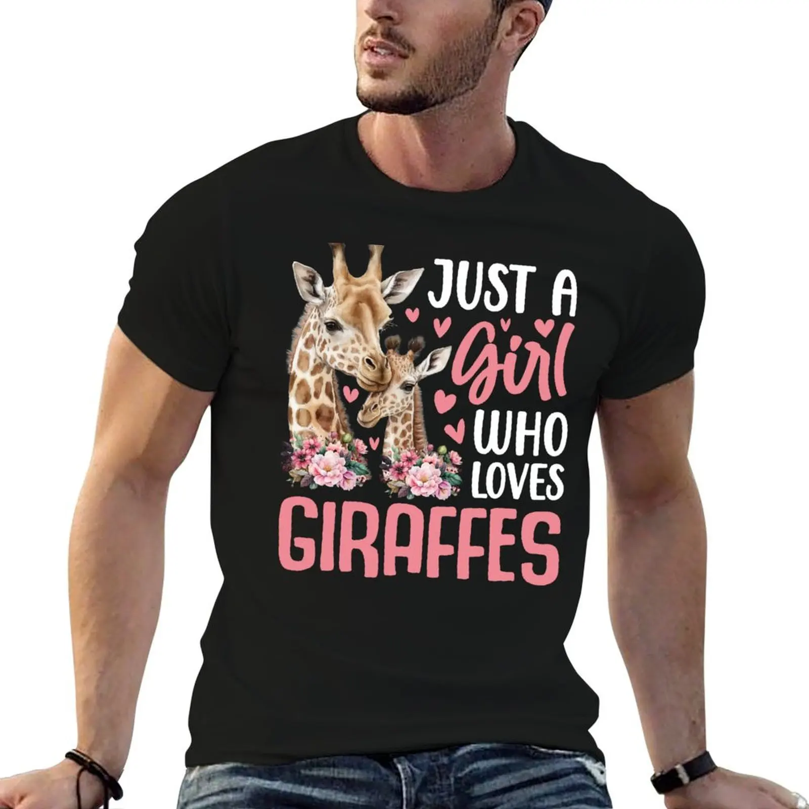 

Cute Just A Girl Who Loves Giraffes Giraffe Animal Lover T-Shirt rapper graphic tees summer clothes mens graphic t-shirts pack