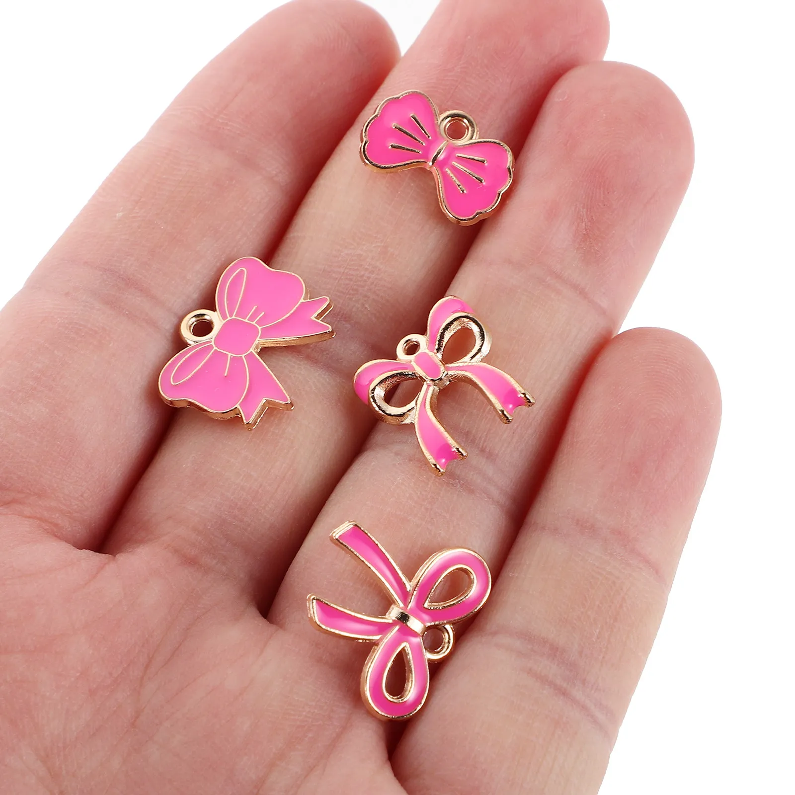 

40 шт. подвесок-бантиков из сплава с эмалью, милые шармы для изготовления украшений своими руками, для ожерелий, браслетов, рукоделия, бусины-шармы