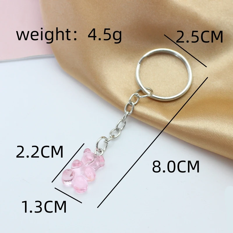11 Candy Color Gummy Bear Keychain For Women Cute Resin Charms Keyring Fashion Jewelry Accessories Gift for Men Wholesale