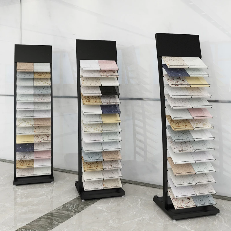 Tile shop stone color plate rack marble display rack building materials quartz stone color card sample rack wood floor color