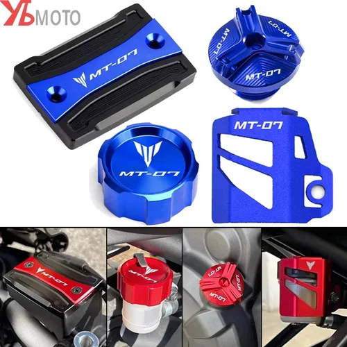 Imagen 1 del producto Para Yamaha MT07 2025 2024 accesorios MT 07 FZ07 2014-2025 2022 cubierta de depósito de líquido de frenos delantero y trasero de motocicleta tapa de aceite de motor