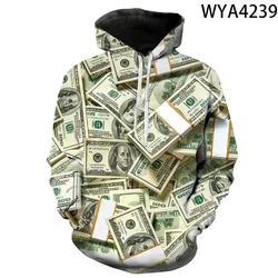 Hoodies USD U.S. Dollar Dollar Bills Money Men Women Children 3D Printed Streetwear Sweatshirts Streetwear Boy Girl Kids Tops