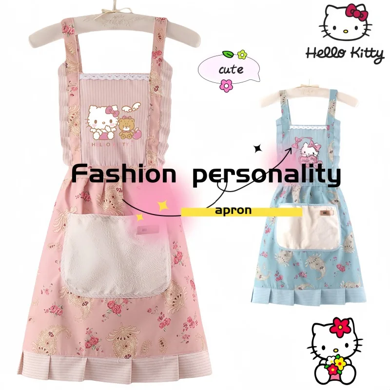 مريلة هالو كيتي، شخصية كرتونية لطيفة، مريلة خصر مطبخ مبتكرة وأنيقة، ملابس عمل مقاومة للبقع والزيت