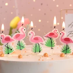 Hot 1Set of 5PCS Birthday Candles Kids First Birthday Party Cake Decoration Animal Flamingo Unicorn Candle Smokeless DIY