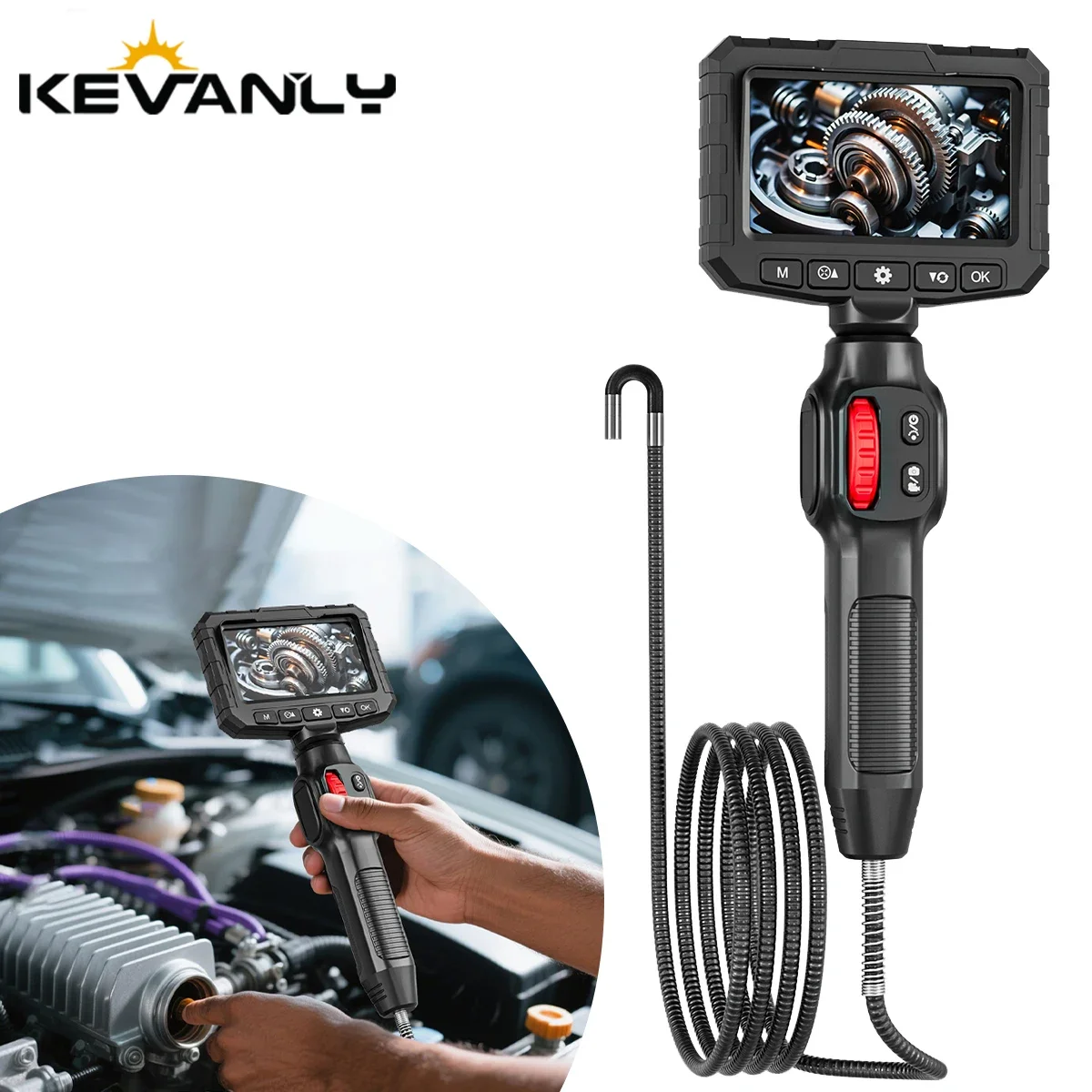 

4.3INCH 360 Steering Industrial Endoscope Camera IP67 Waterproof HD1080P 6mm Lens Pipe Sewer Inspection Camera Borescope For Ca