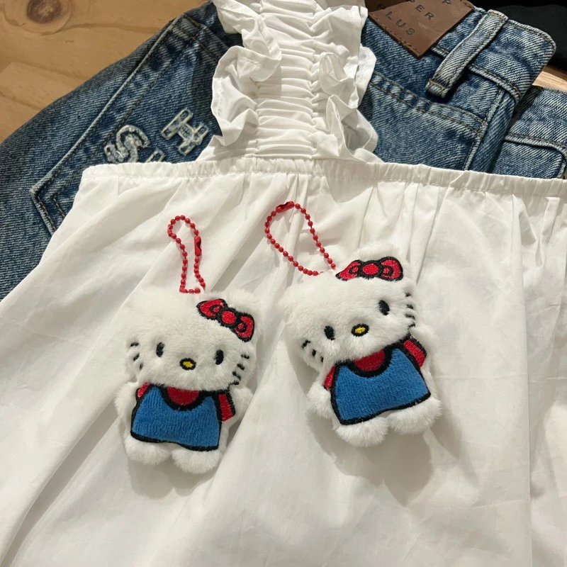 Милый красный плюшевый кулон Hello Kitty, мультяшный Кот, мягкая кукла, брелок для ключей от машины, декоративный подарок для рюкзака или сумки