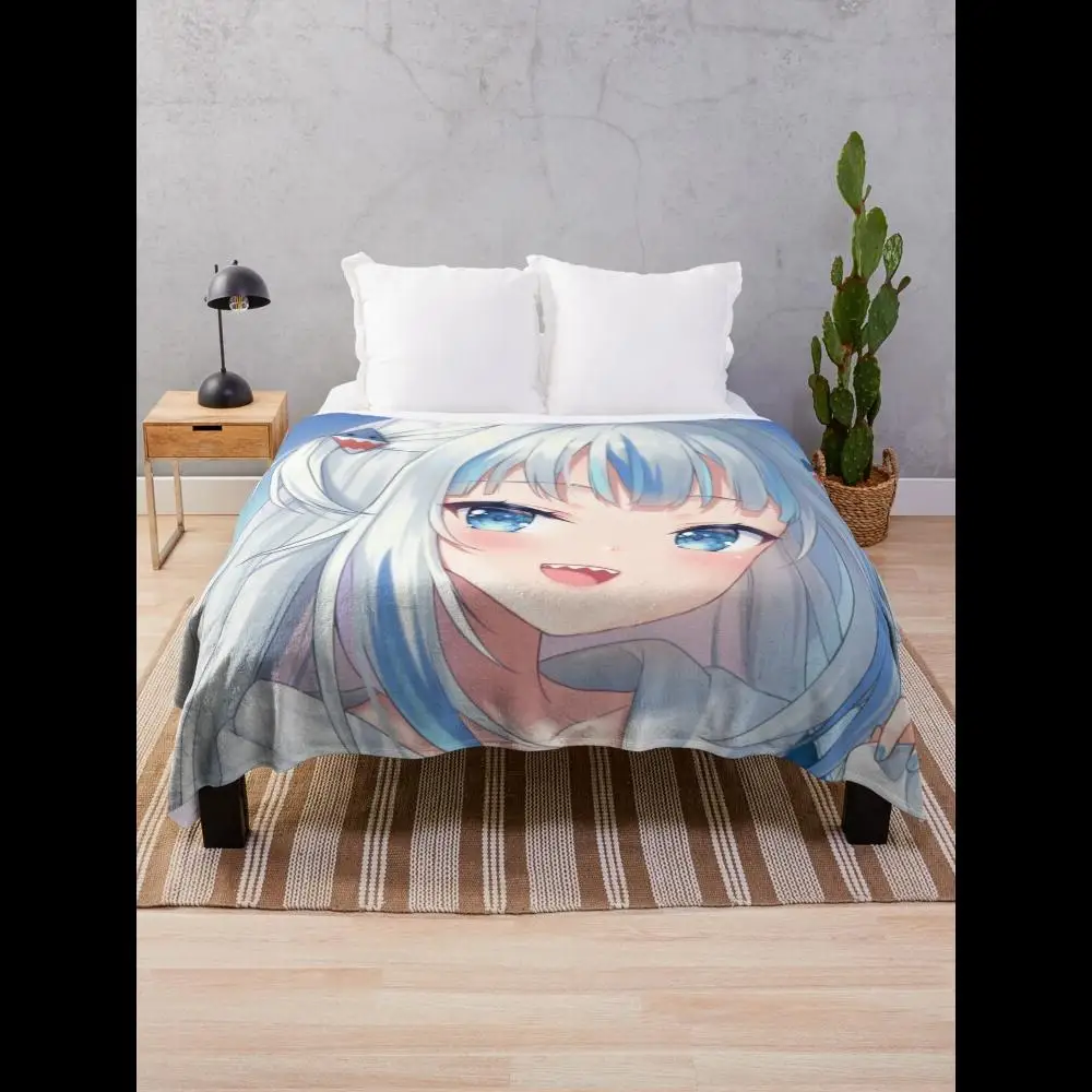 

Одеяло Gawr Gura, ультрамягкий флис, идеально подходящее для дивана или спальни, забавный анимированный дизайн, уютный и стильный домашний текстиль