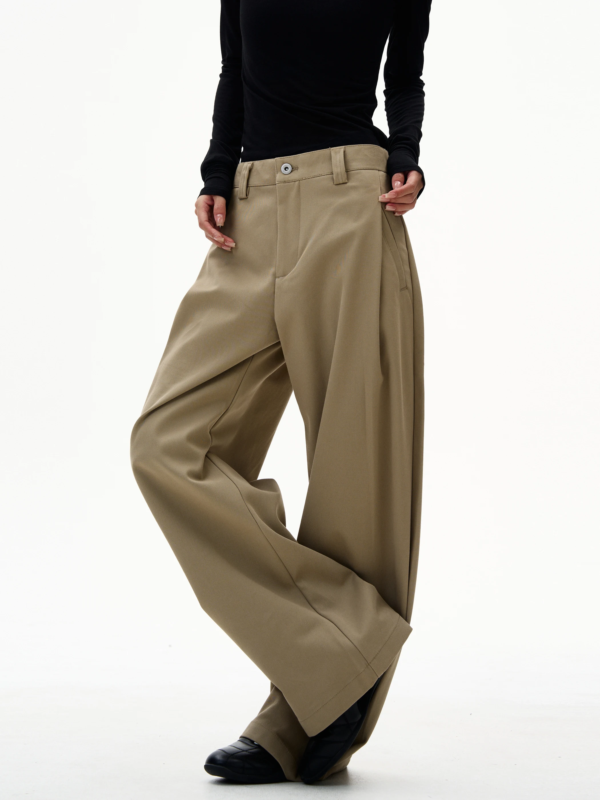 Cleanfit Khaki Straight Leg Loose Fit Trousers for Men And Women Youthful Casual Cotton Pants Suitable for Commuting