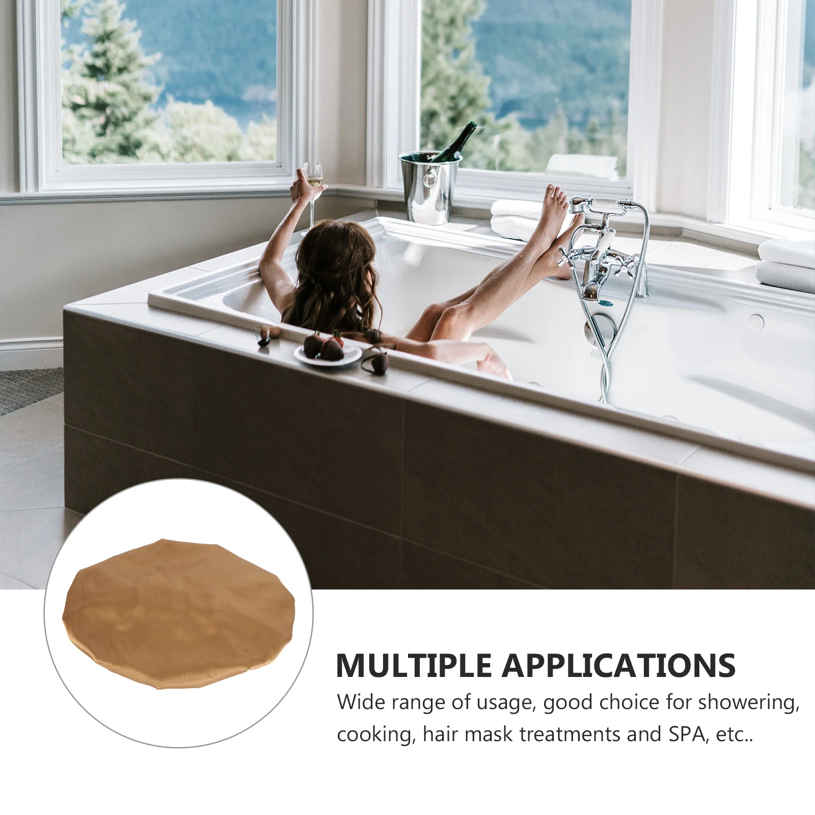 

Double Layer Colored Lace Shower Bath Women Makeup Elastic Cap Soft Comfortable Hair Protection Shower Cap