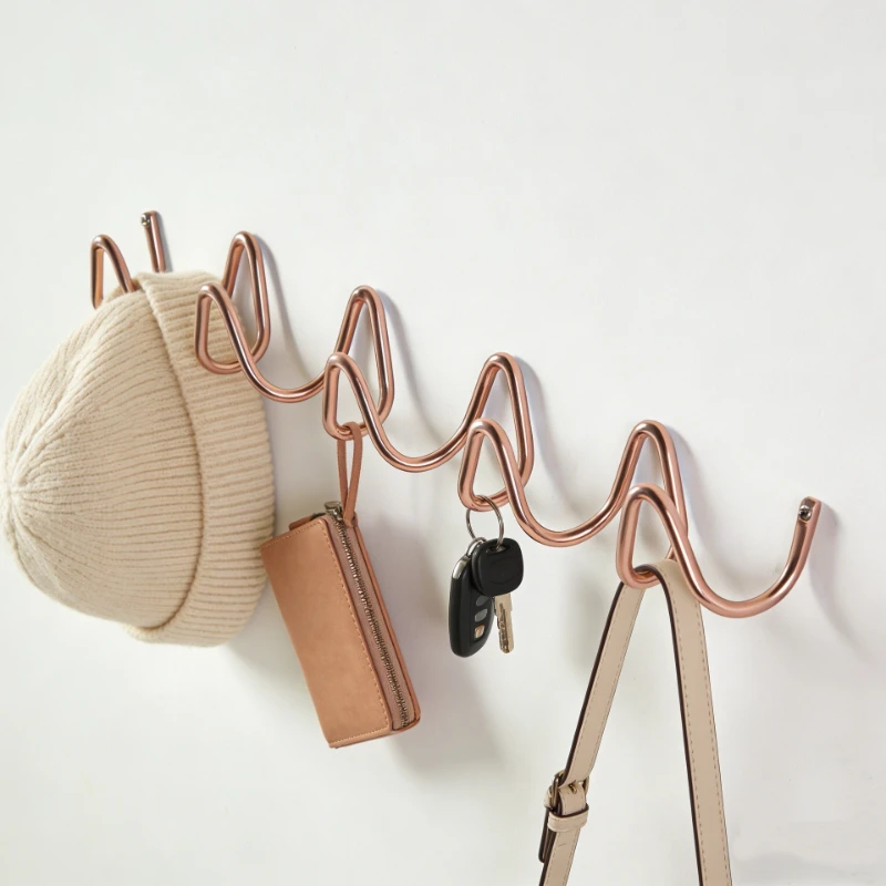 Metal Wavy Shape Coat Racks Minimalist Wall Mounted Hooks Hanging Clothes Hanger Entrance Hall Hallway Organizers Clothing Rack