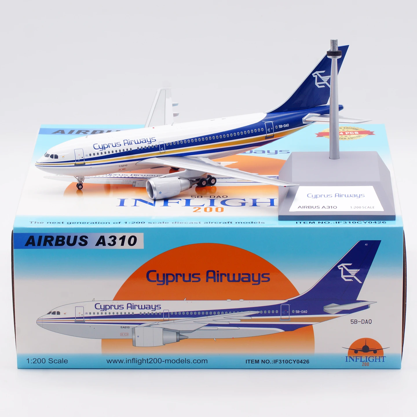

IF310CY0426 Alloy Collectible Plane Gift INFLIGHT 1:200 Cyprus Airways Airbus A310-200 Diecast Aircraft Jet Model 5B-DAQ