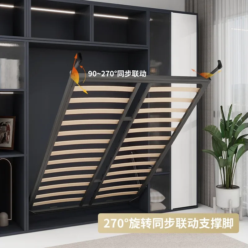 Automatic foot invisible  front side flip hidden  integrated folding bottom flip wall wardrobe hidden wall