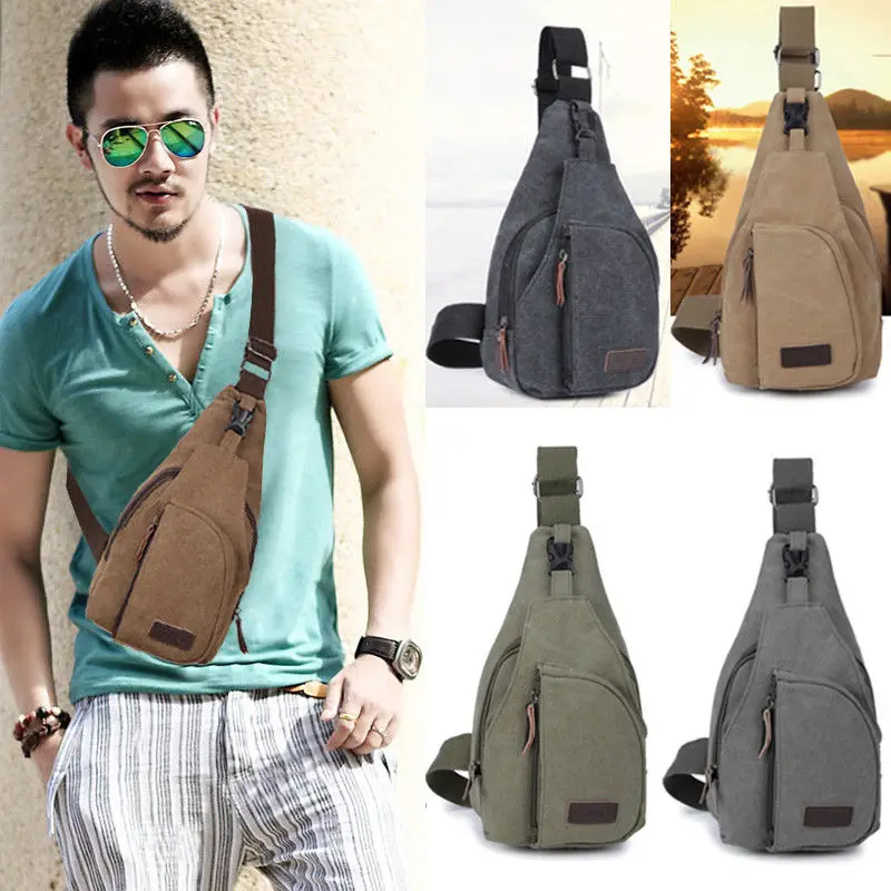 

Newest Arrival Men Sling Bag Chest Cross Body Shoulder Canvas Messenger Pack Travel Hiking Waist Packs Pack