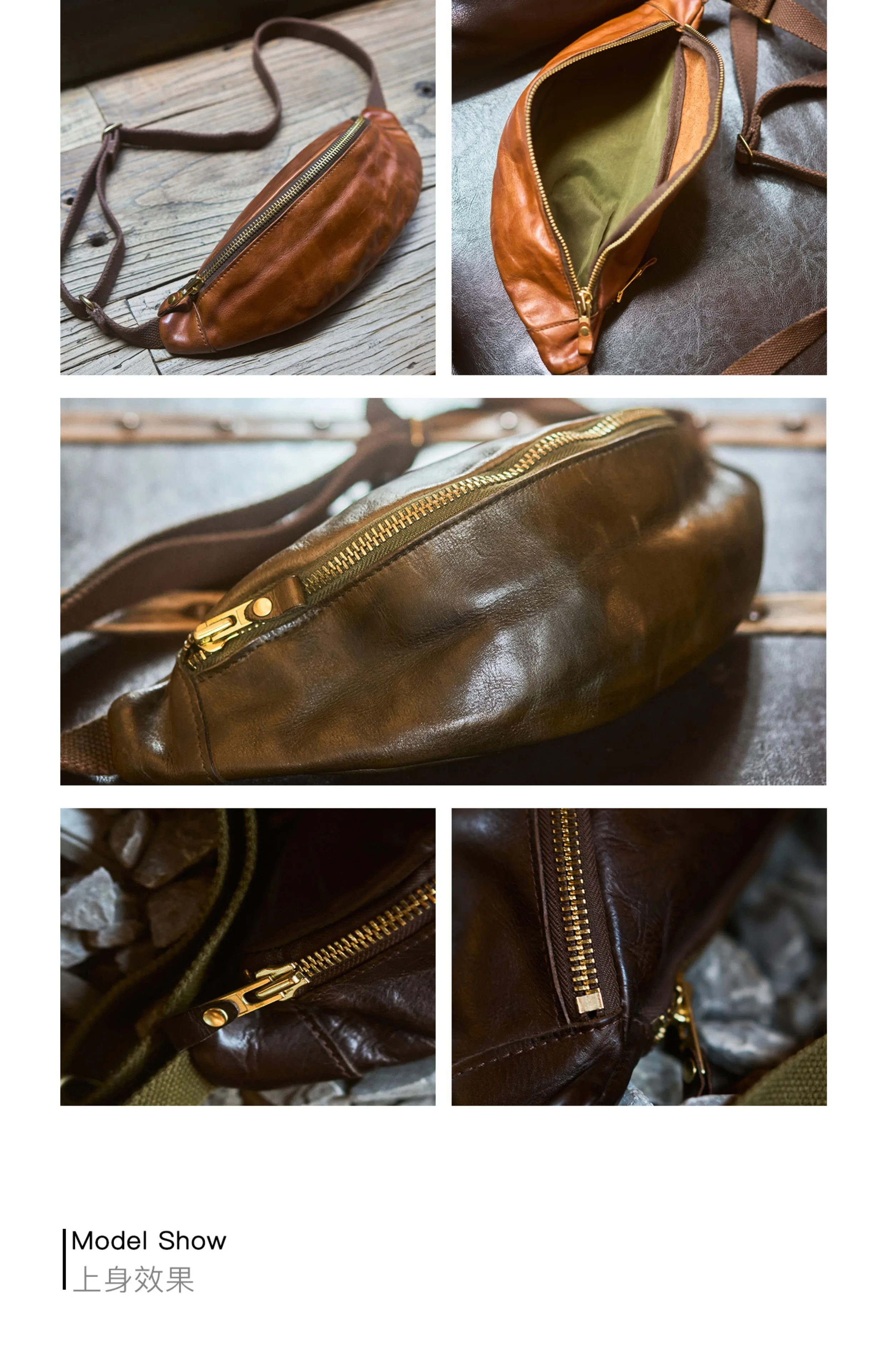 outdoor sports travel luxury genuine leather men's chest bag simple casual designer handmade brand cow leather crossbody bag