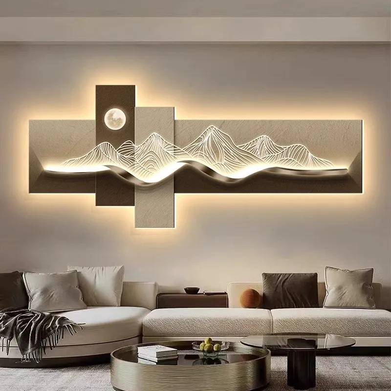 

High-end living room decorative painting, modern light luxury creative wall lamp painting, with backer atmosphere sofa backgroun
