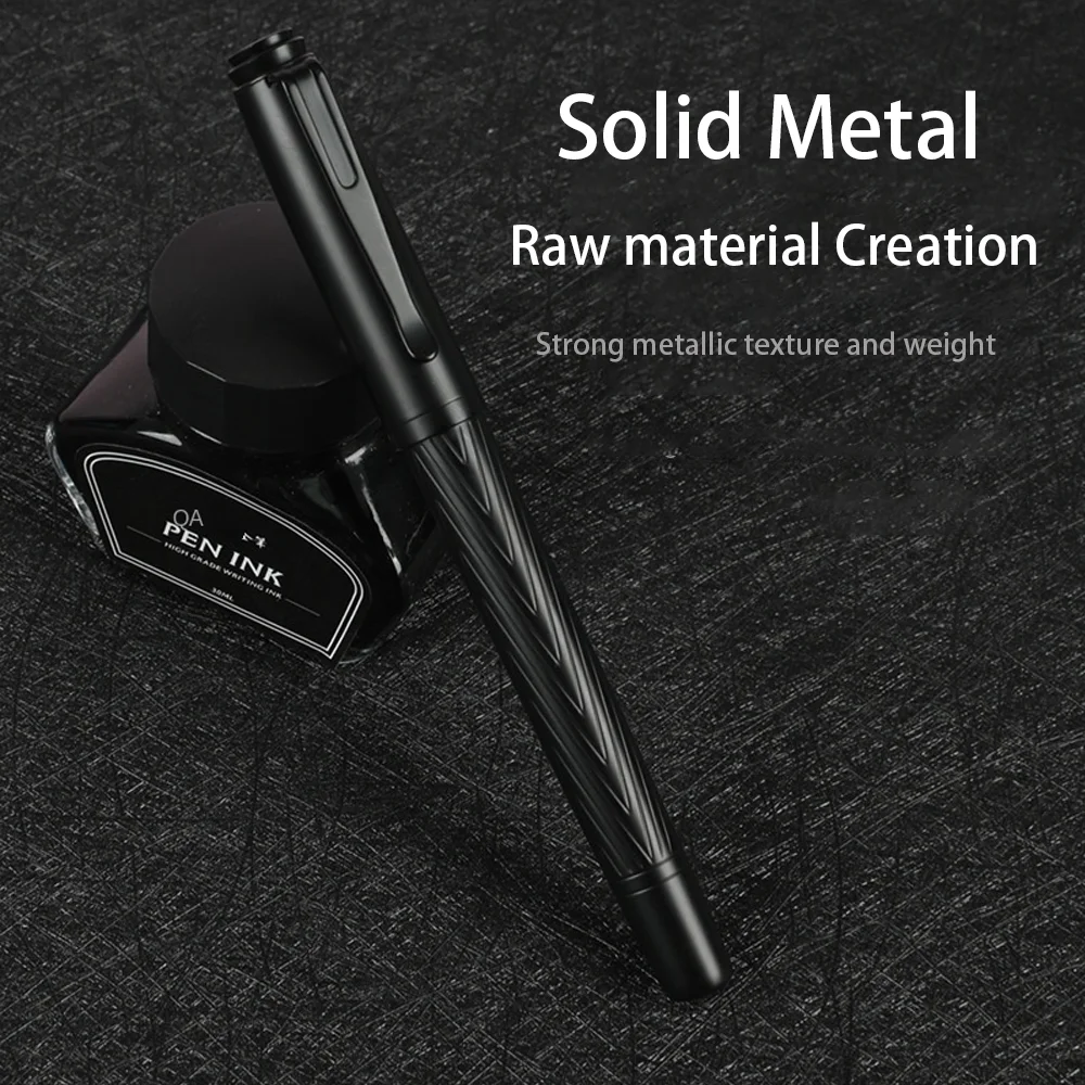 

Титановое перо, черная перьевая ручка самурая, текстура дерева, многоразовая металлическая перьевая ручка, перо 0,5 мм, ручки с гладкими чернилами, письменные принадлежности