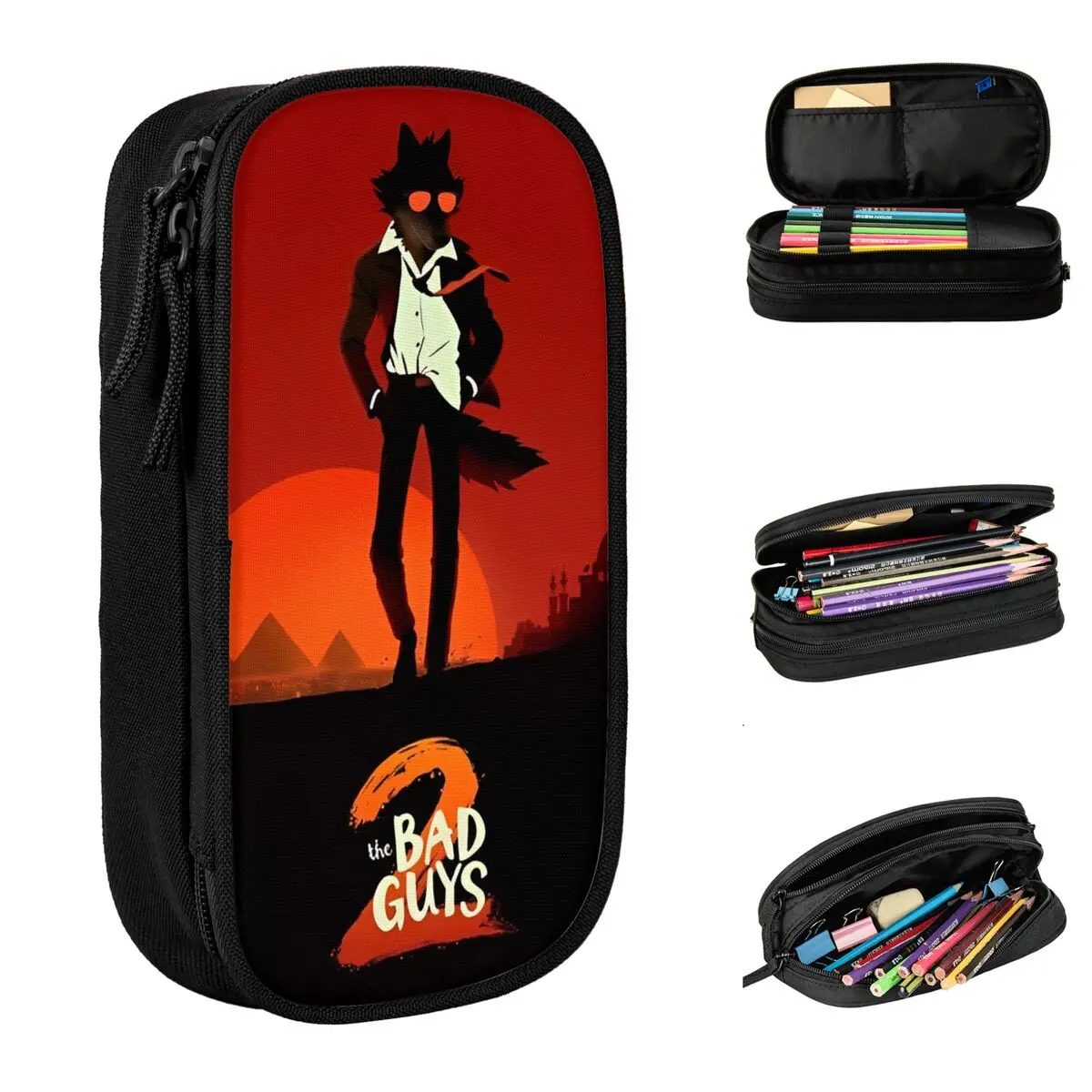 

The Bad Guys 2025 New Anime Movie Pen Box Double Layer Large Capacity Office Supplies Pencil Box Gift
