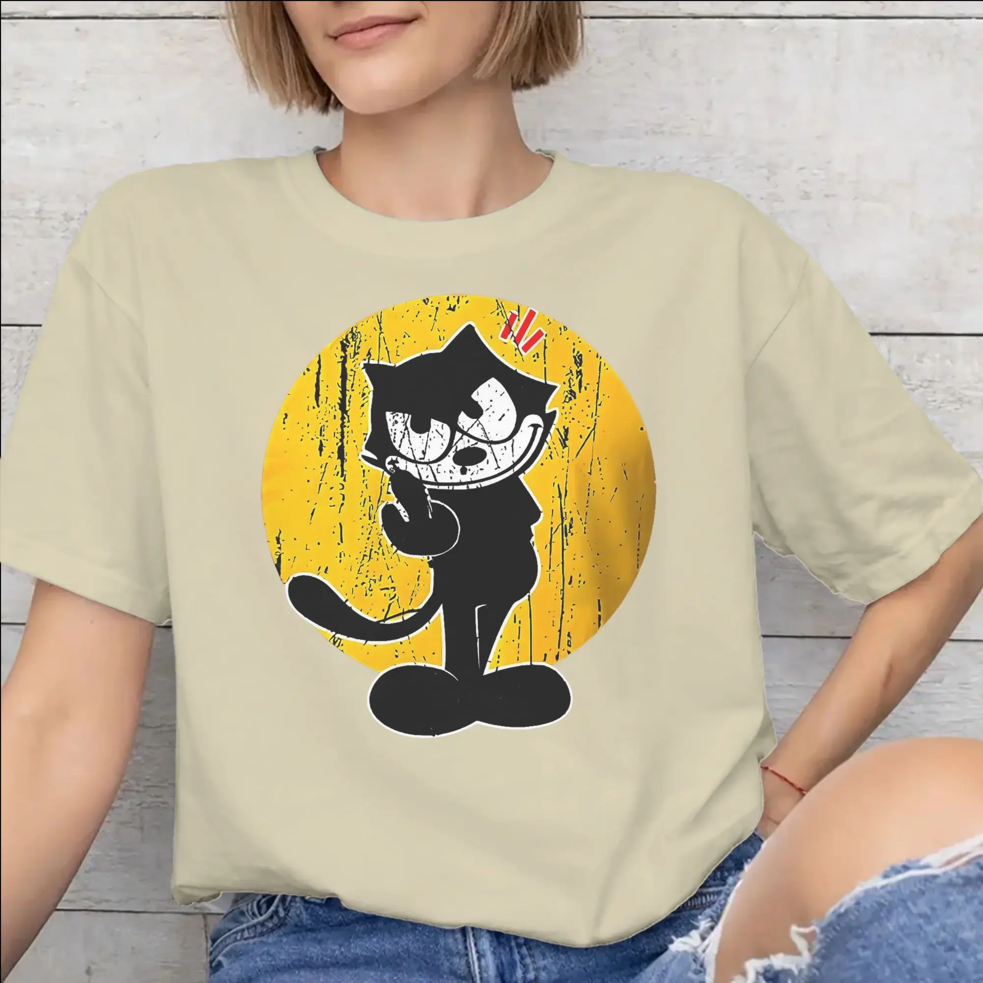 Mens Womens Felixs The cat T Shirt 100% Cotton Graphic Printed T-Shirt  Clothing Outfits
