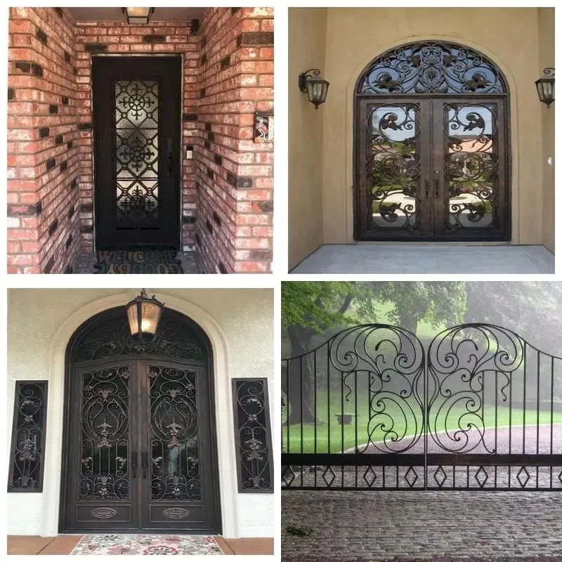 Rust Resistant Traditional Wrought Iron Door with Fiberglass for Outdoor Garden Use