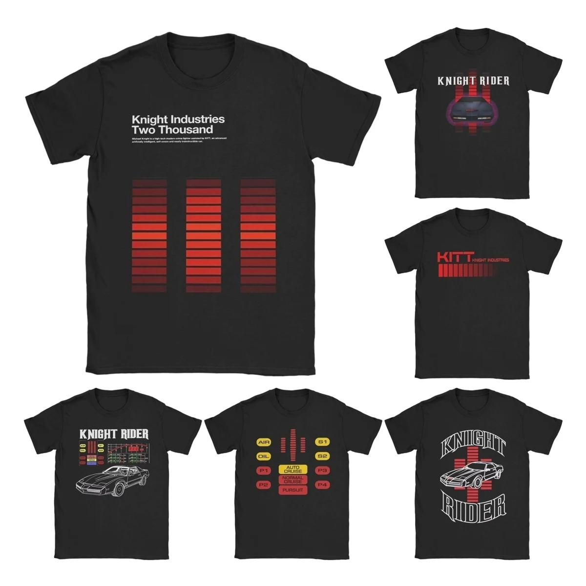 Camiseta Knight Rider KITT Knight Industries Two Thousand para hombre y mujer, camiseta de algodón con cuello redondo, ropa de manga corta