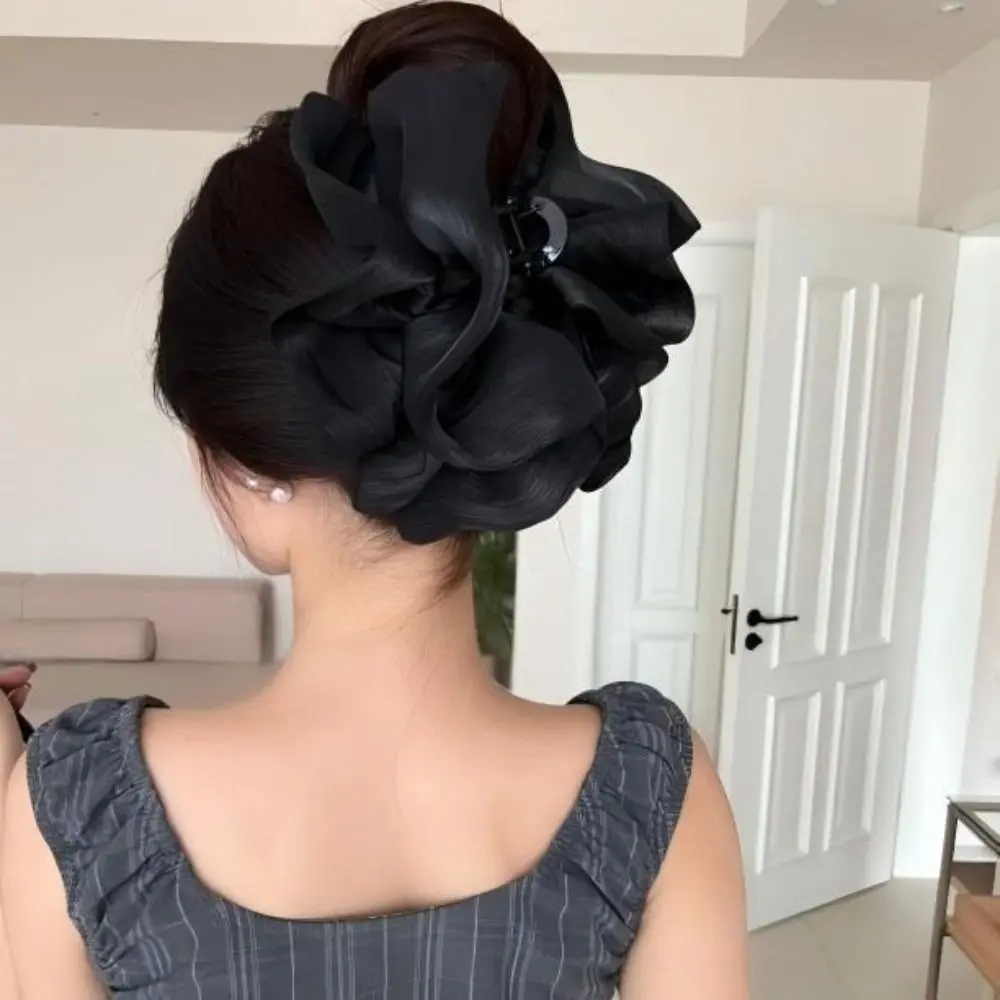 

Korean Style PC Pleated Hair Claw Large Size Lightweight Mesh Flower Hair Clip Tulle Material Chic Cloud Crab Claw Clip Commute