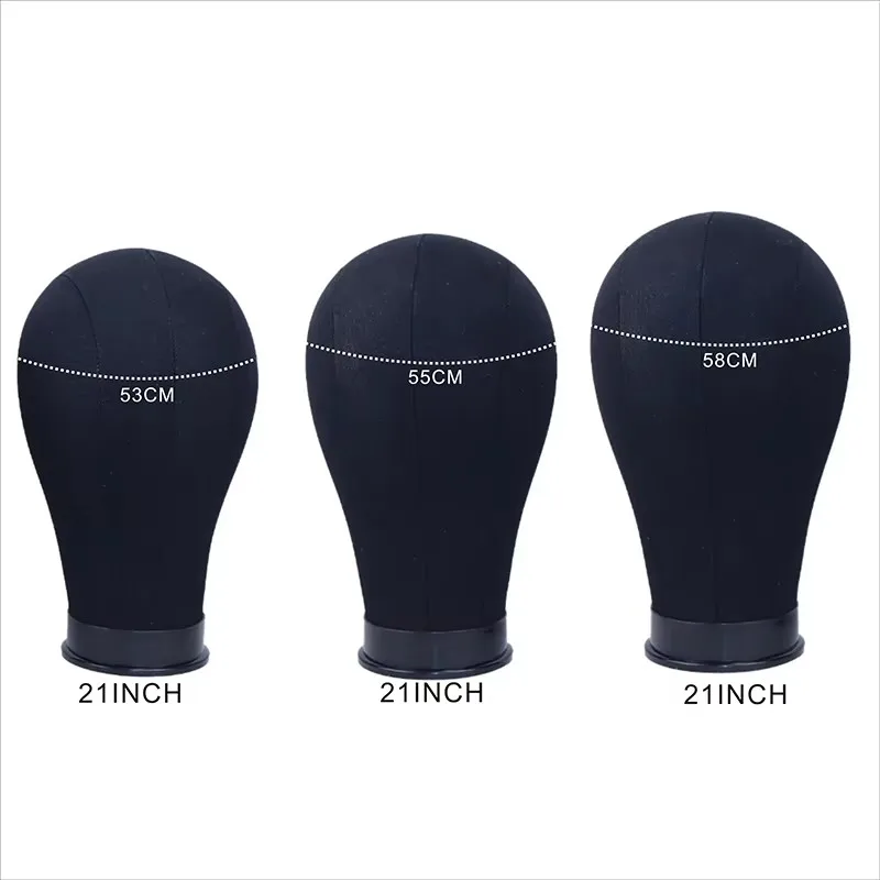 21-23 بوصة قماش أسود كتلة شعر مستعار رئيس لصنع الباروكات عرض التصميم عارضة أزياء القزم رئيس