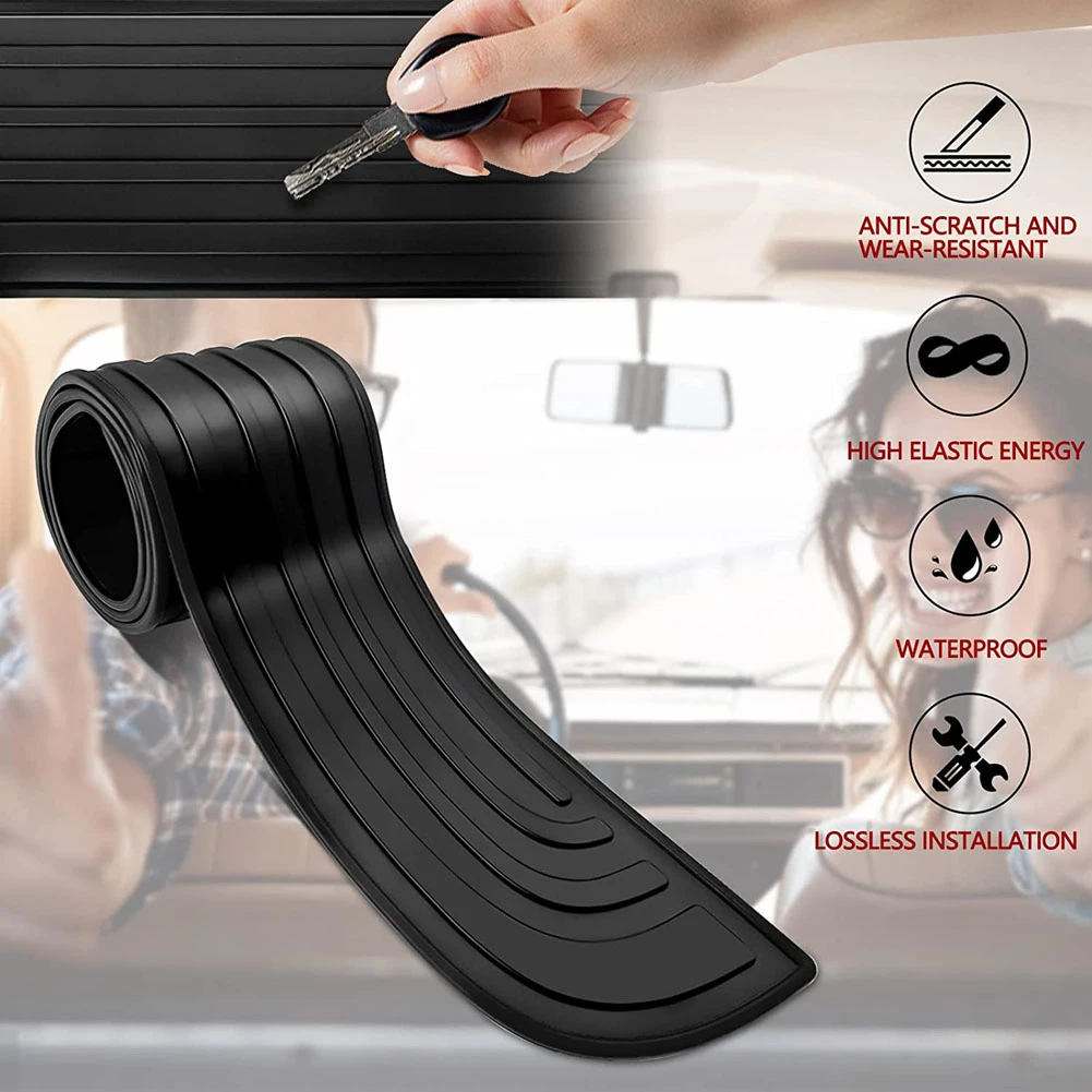 Car Trunk Door Sill Plate Protector Anti-Scratch Rubber Mouldings Pad Trim Cover Strip Car Rear Bumper Guard Plate Cover Trim