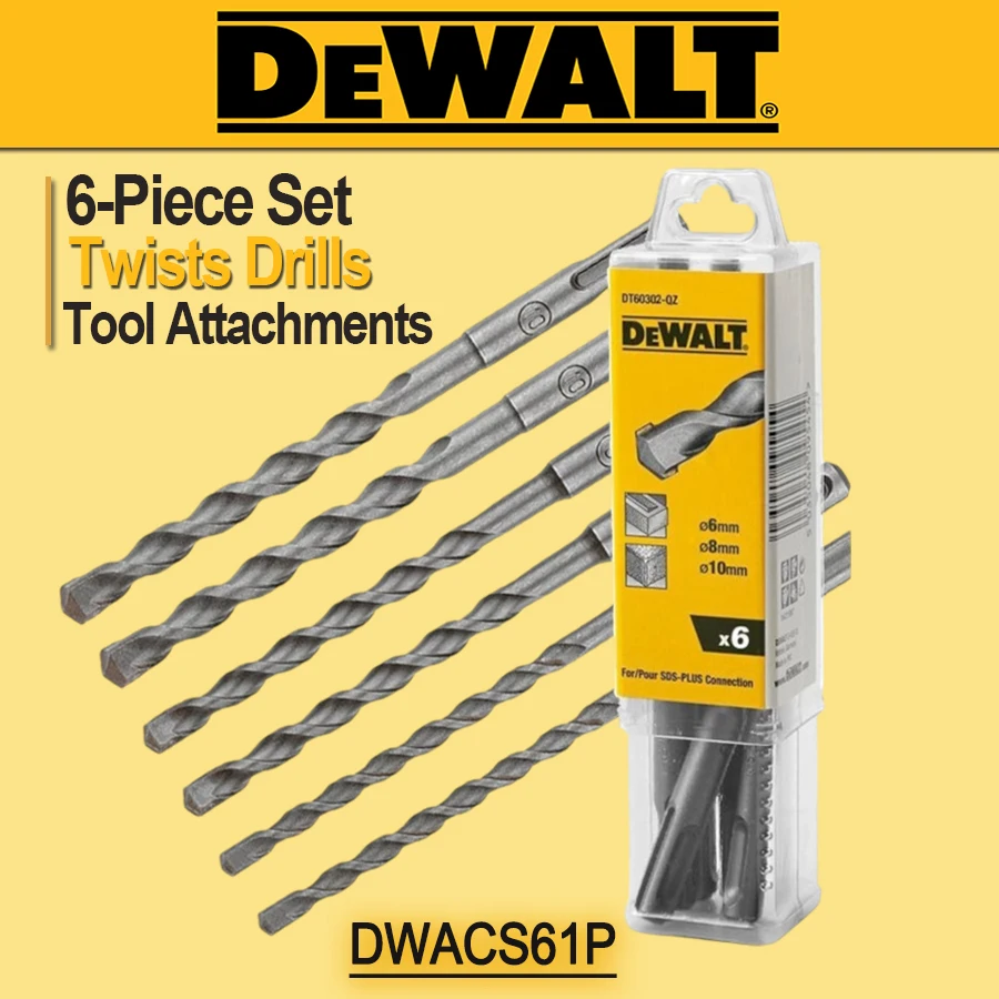 DEWALT DT60302 Twists Drills 6MM 8MM 10MM 6-Piece Set Hammer Drill Machine Bit-Set Tool Attachments