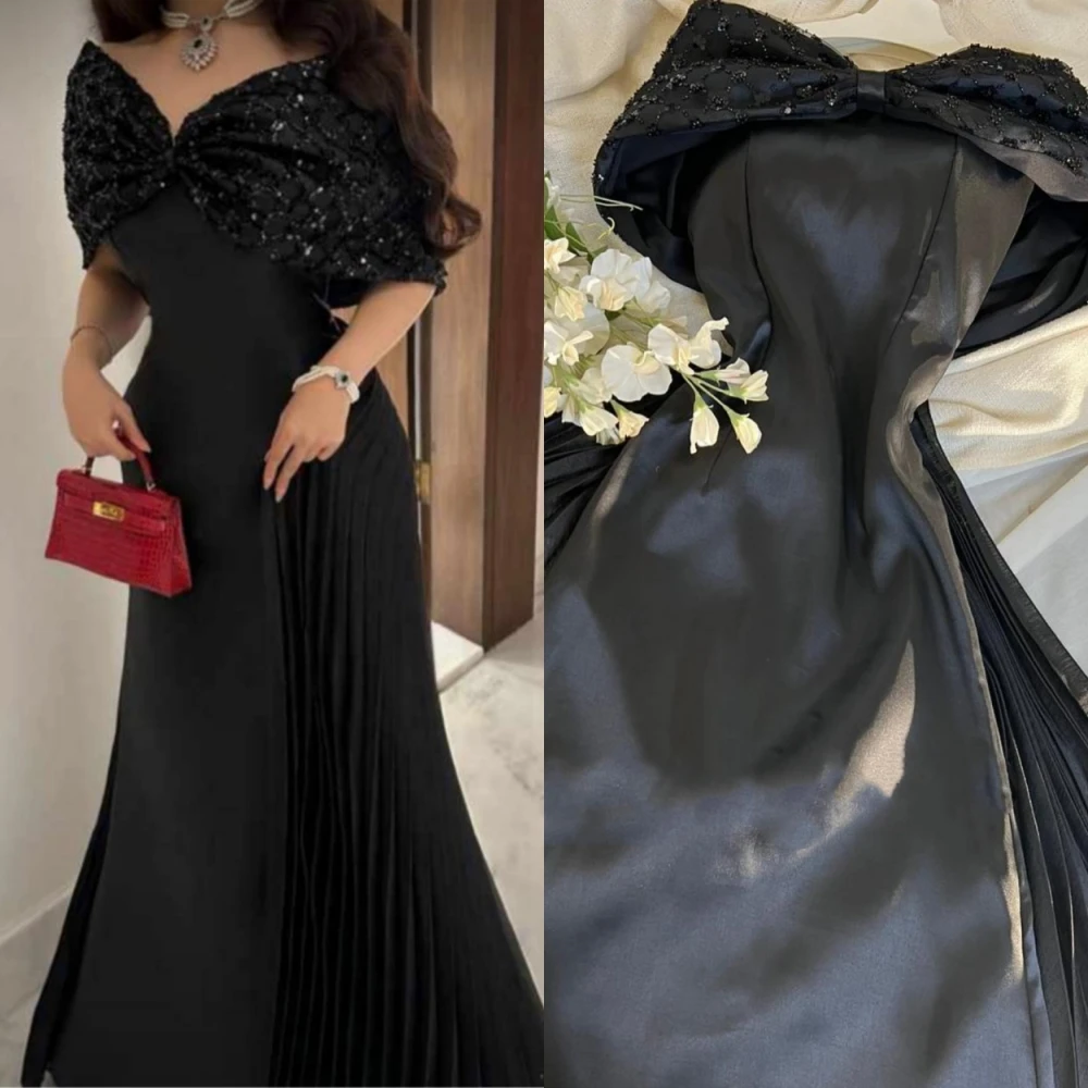 Customized Simple Off-the-shoulder A-line Anke Length es Sequin Bows S Formal Occasion Gown جديد في فساتينفساتين الحفلاتفستان