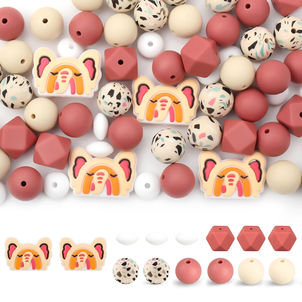 20/30Pcs Baby Silicone Beads Animals Theme Beads For Jewelry Making DIY Necklaces Pacifier Chain Jewelry Accessories Set