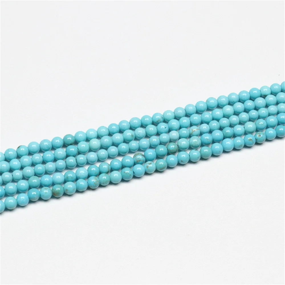 Natural Crystal Turquoise Tianhe Stone Round Beads for Jewelry Making Supplies DIY Necklace Bracelet 3MM Chalcedony Accessories