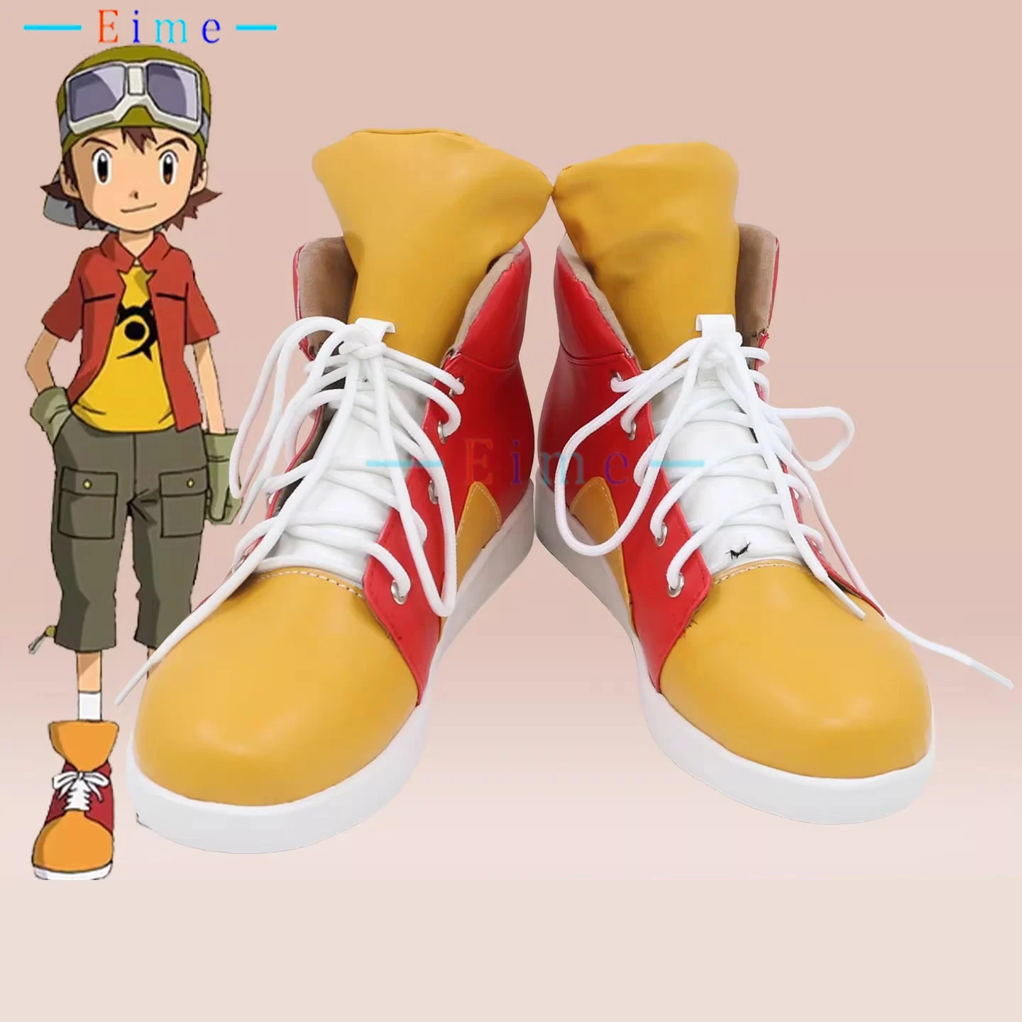 

Kanbara Takuya Cosplay Shoes Halloween Carnival Boots Custom Made Game Cosplay Props Big Size PU Leather Shoes