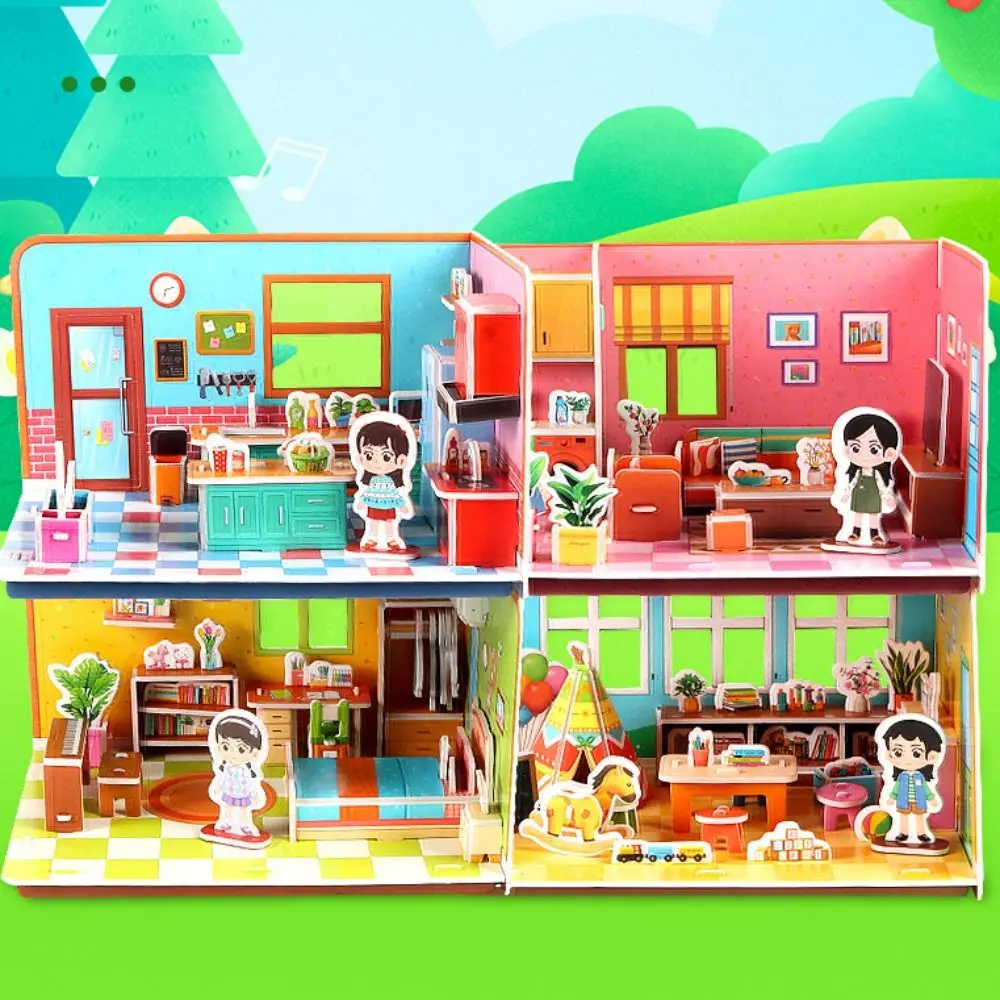 

Paper Cartoon 3D Puzzle 3D Educational Handmade Puzzle DIY Room Kitchen Handmade Paper Puzzle Toys Boys Girls Toys