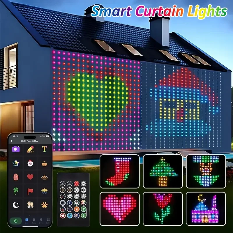 400 المصابيح أضواء الستار الذكية بلوتوث التطبيق LED سلسلة RGB الجنية أضواء DIY الموسيقى تغيير عرض لنافذة غرفة نوم الديكور
