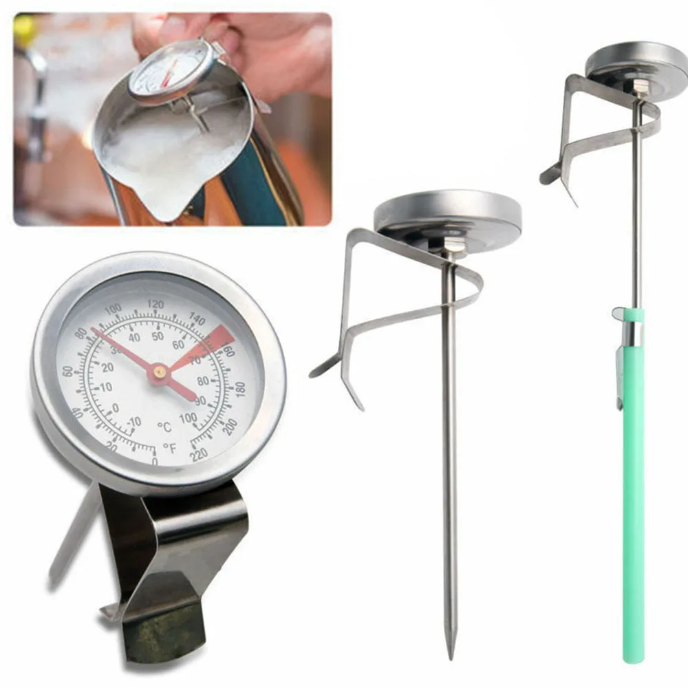 Stainless Steel Coffee Espresso Milk Frothing Candy Food Meat Liqued Cooking Probe Thermometer Clip Kitchen Baking Tools