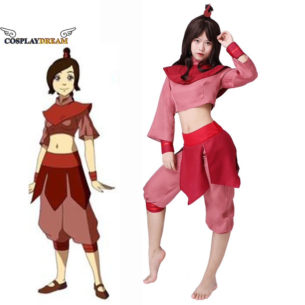 

Ty Lee Women Kungfu Wear Suit Avatar: The Last Airbender Cosplay Costume Uniform with Headwear Ty Lee Cosplay Outfits Halloween