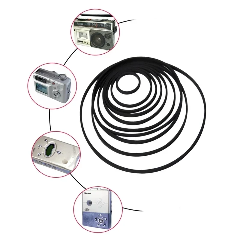 Durable 5PCS Square Cassette Tape Machine Belt Enhances Performances for Recorder, Walkman, Repeater DVDs Drives