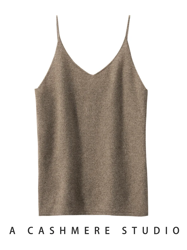 

Женский кашемировый жилет TLOML, 100% кашемир, с V-образным вырезом, на тонких бретелях, простой стиль, кашемировый свитер, весна-осень, мягкая нижняя одежда, топы