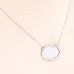 2pcs Stainless Steel Adjustable Chain Necklace Base Blanks Fit 18x25mm Oval Cabochon Pendant Bezel Setting Trays Diy Findings