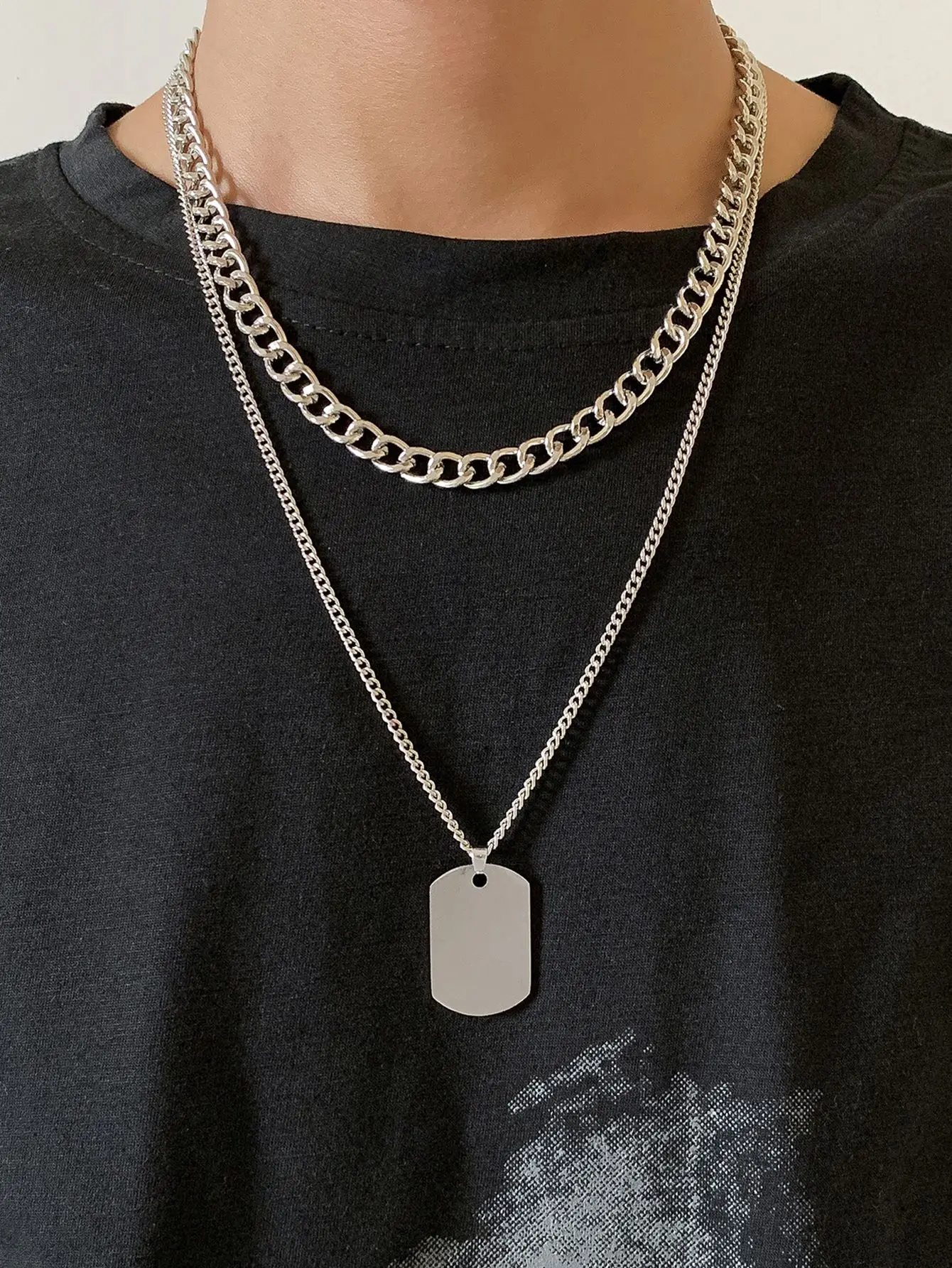 2pcs Men Geometric Charm Necklace