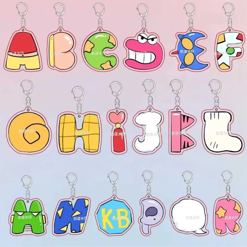 

New Cute Crayon ShinChan 26 Letter Acrylic Keychain Cute Creative Anime Acrylic Backpack Fun Pendant Decoration Holiday Gift