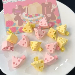 8 Pcs/Lot Girls Small Cheese Hair Clips Pink Yellow Cute Hairpin Barrettes Snap Clips For Women Fashion Accessories